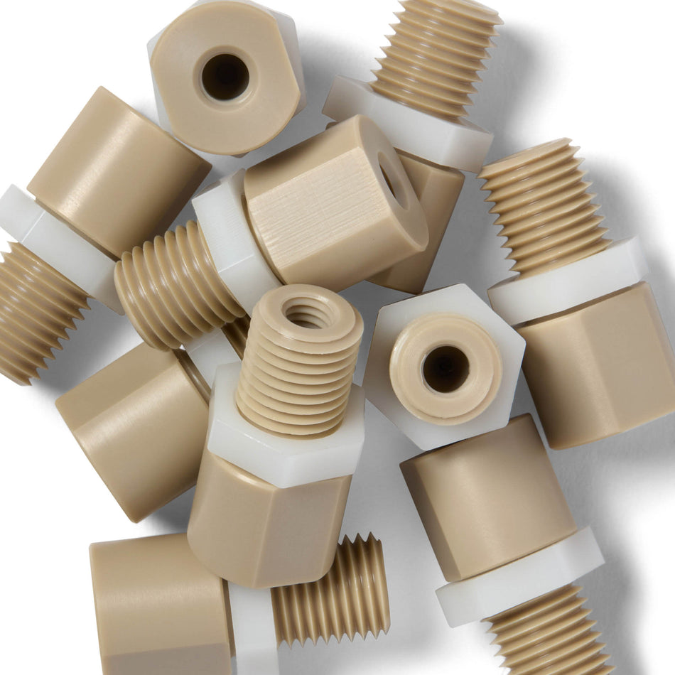 HPLC PEEK Hand Tight de pared pasante de dos vías para capilar de 1/8