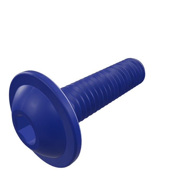 Tornillo de botón con brida de acero inoxidable recubierto de PTFE Azul